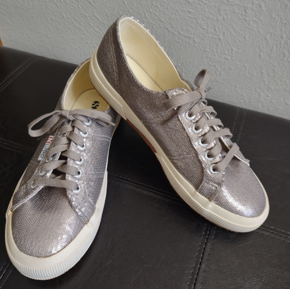 Superga Sequin Women's Sneakers Tennis Shoes Size 9 NWOB Smokey Taupe Gr…